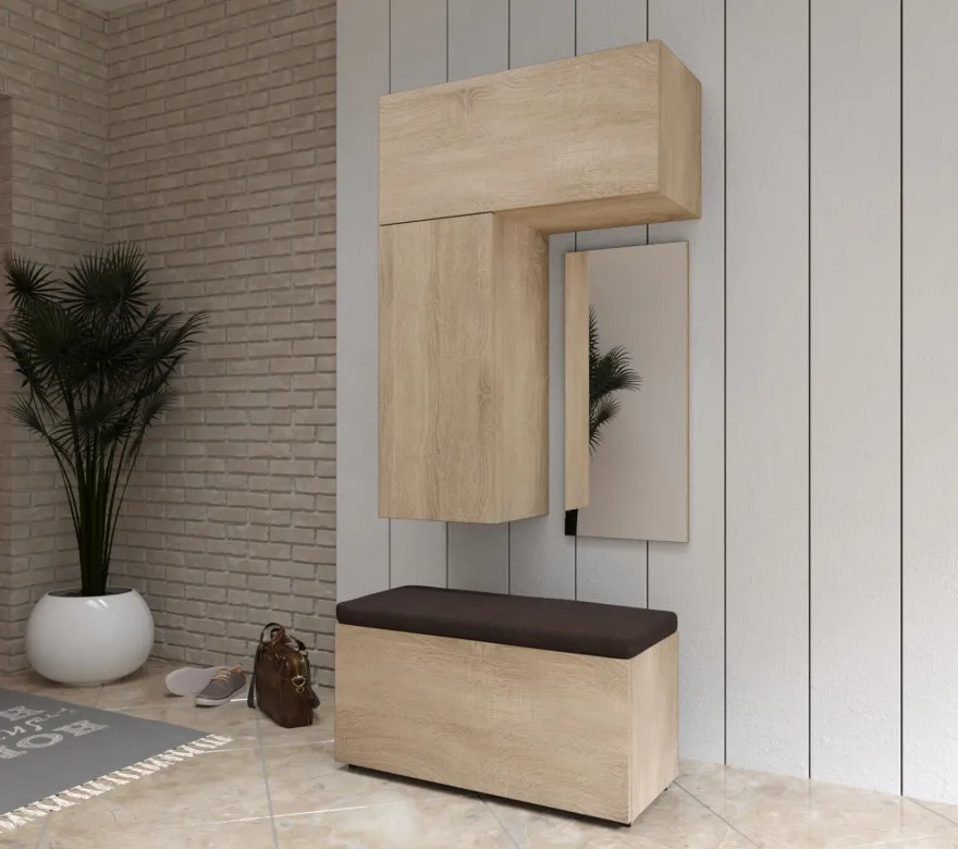 F10 Flur Dielenmöbel Garderobenschrank Dielenschrank Schuhschrank Flurmöbel Spiegel