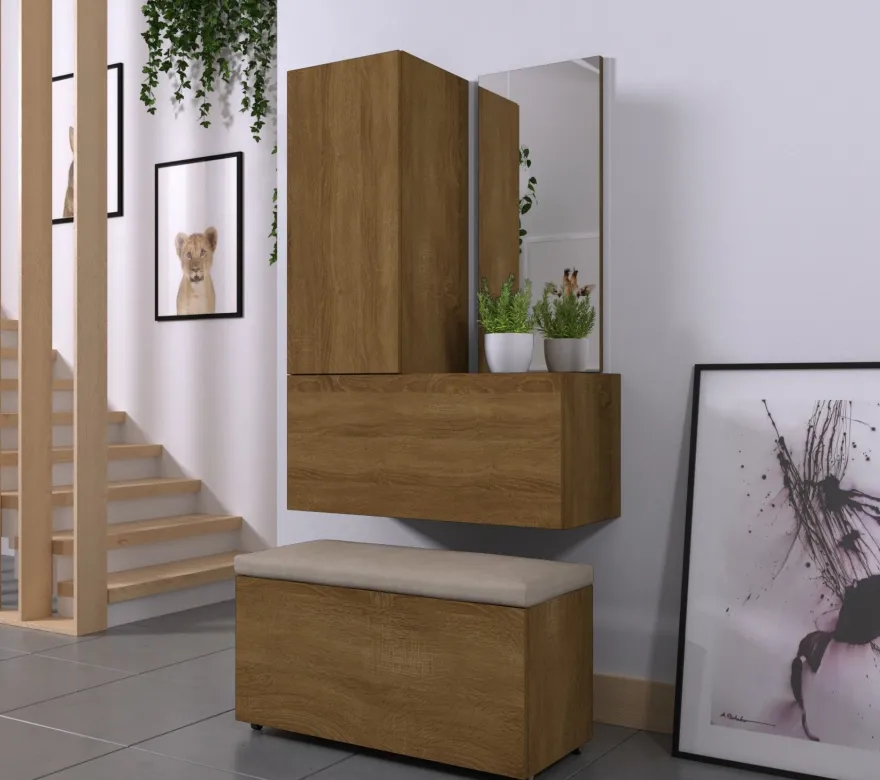 F15 Flur Dielenmöbel Garderobenschrank Dielenschrank Schuhschrank Flurmöbel Spiegel