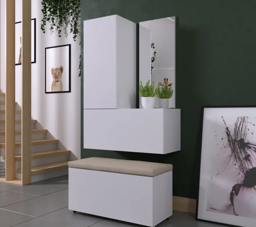 F15 Flur Dielenmöbel Garderobenschrank Dielenschrank Schuhschrank Flurmöbel Spiegel