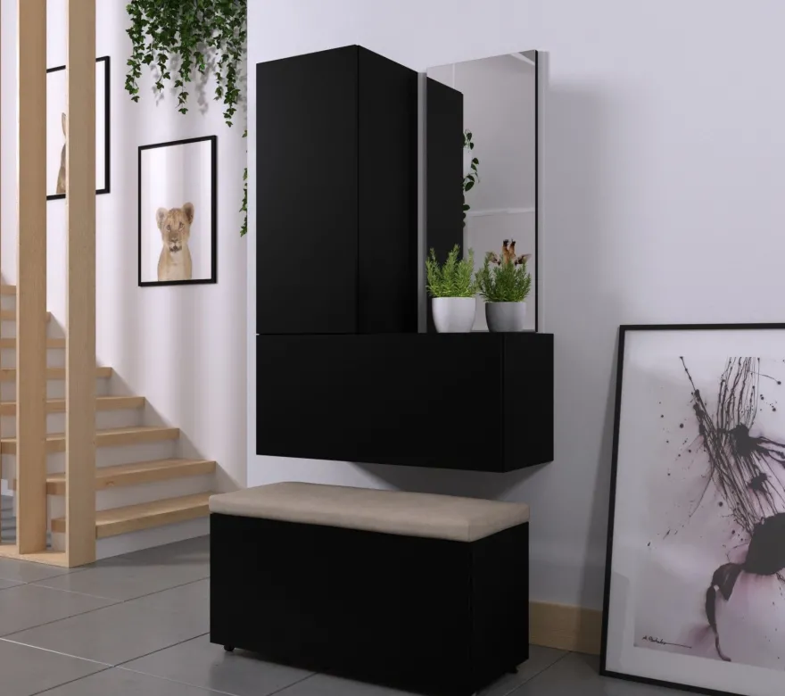 F15 Flur Dielenmöbel Garderobenschrank Dielenschrank Schuhschrank Flurmöbel Spiegel