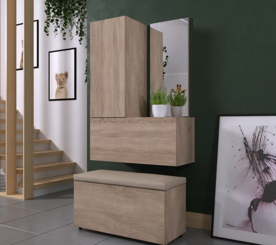 F15 Flur Dielenmöbel Garderobenschrank Dielenschrank Schuhschrank Flurmöbel Spiegel