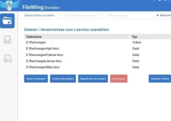 FileWing Shredder Pro - Daten shreddern, l�schen, sicher vernichten - ESD