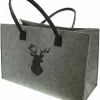 Filztasche Hirsch Hirschgeweih Hellgrau Dunkelgrau Tasche Aufbewahrungskorb 45cm