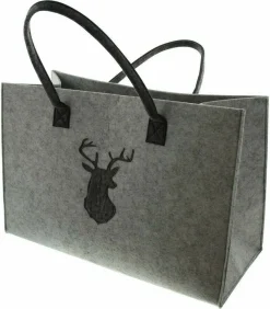 Filztasche Hirsch Hirschgeweih Hellgrau Dunkelgrau Tasche Aufbewahrungskorb 45cm