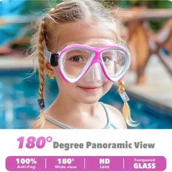 Findway Kinder Taucherbrille mit 180° Panorama, verstellbarem Silikonband