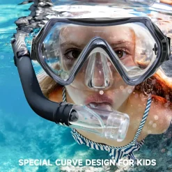 Findway Taucherbrille Kinder Schwimmbrille Schnorchelmaske 180°Panorama Anti