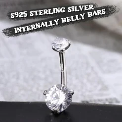 Finrezio 925 Sterling Silber Bauchnabelringe mit Österreich Kristallen, 14G