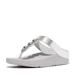 FitFlop Damen Flip Flops Fino Mirror-Dome Metallic-Leather Toe-Post Sandals II2