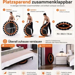 Fitness Trampolin Ø101CM , it Haltegriff für Erwachsene, faltbares Mini Trampolin