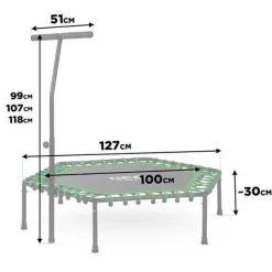 Fitness-Trampolin mit Haltegriff 127 cm Neo-Sport - sechseckig grün