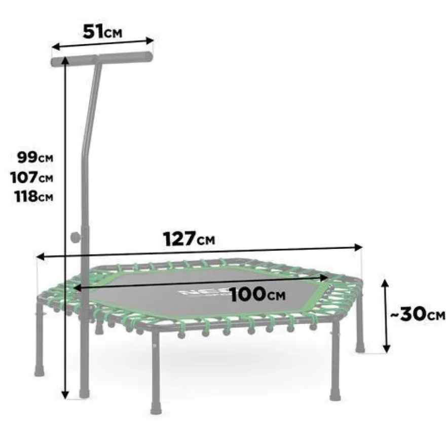 Fitness-Trampolin mit Haltegriff 127 cm Neo-Sport - sechseckig grün