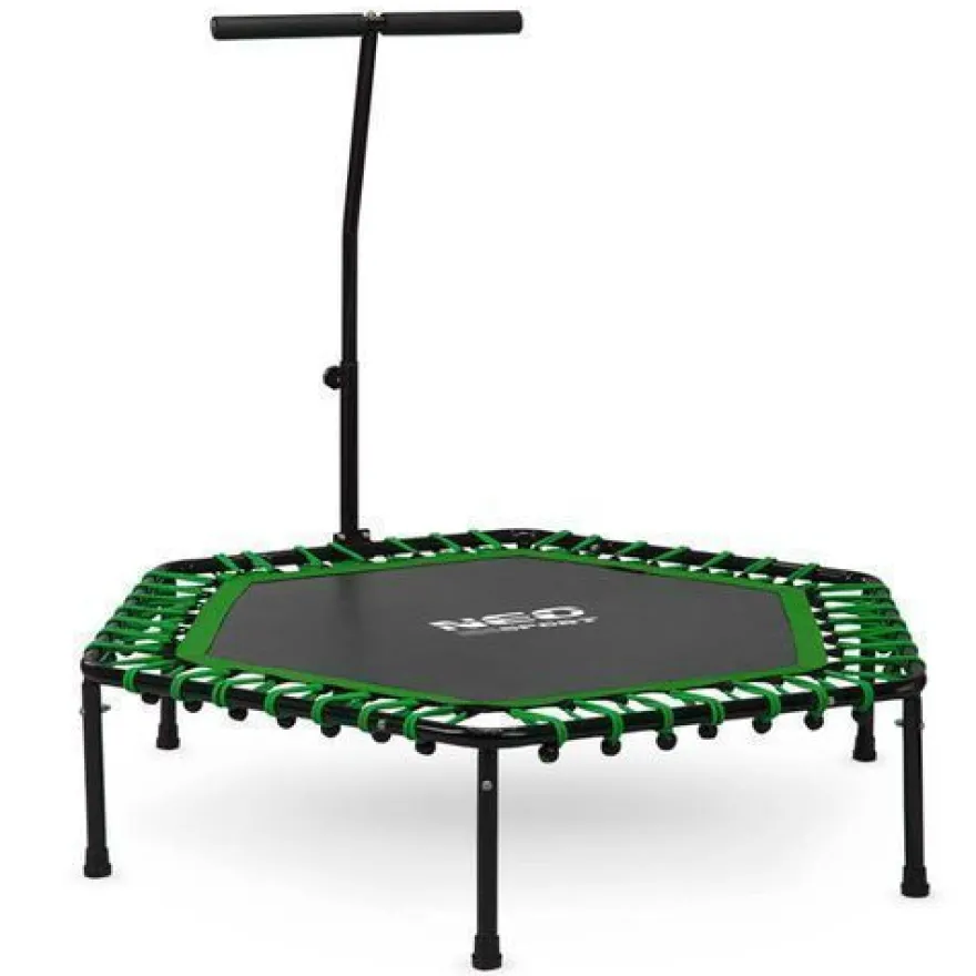 Fitness-Trampolin mit Haltegriff 127 cm Neo-Sport - sechseckig grün