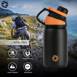 Fjbottle Edelstahl Trinkflasche Sport 400ml mit magnetischem Deckel, BPA-frei