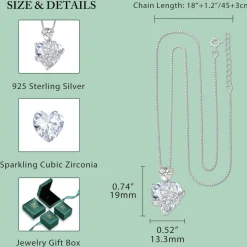 FJ Damen 925 Sterling Silber Schmetterling Herz Geburtsstein Halskette Schmuck