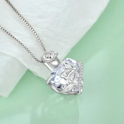 FJ Damen 925 Sterling Silber Schmetterling Herz Geburtsstein Halskette Schmuck