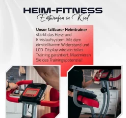 Fjoerdesports Senioren Heimtrainer, faltbarer Fahrradtrainer, Schwarz-Rot