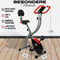 Fjoerdesports Senioren Heimtrainer, faltbarer Fahrradtrainer, Schwarz-Rot