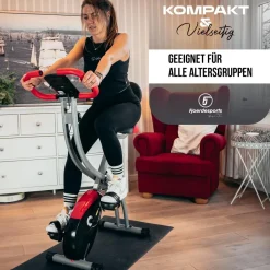 Fjoerdesports Senioren Heimtrainer, faltbarer Fahrradtrainer, Schwarz-Rot