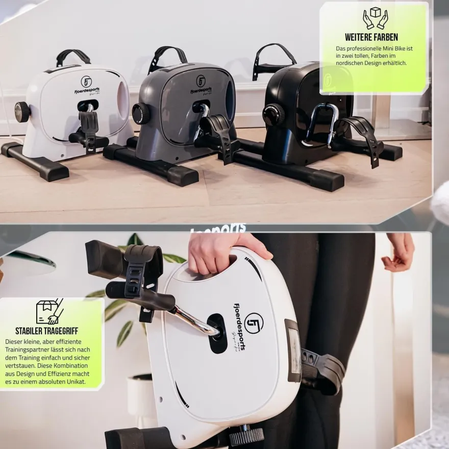 Fjordesports Pedaltrainer, Arm- & Beintrainer für zu Hause, leiser Mini-Heimtrainer