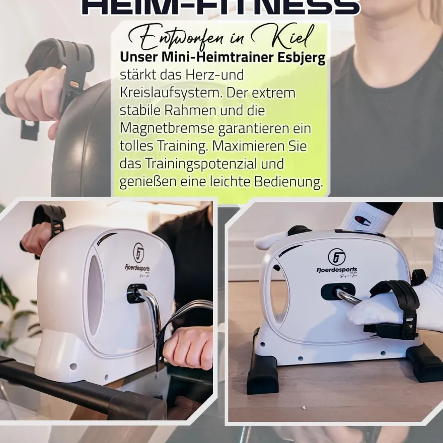 Fjordesports Pedaltrainer, Arm- & Beintrainer für zu Hause, leiser Mini-Heimtrainer