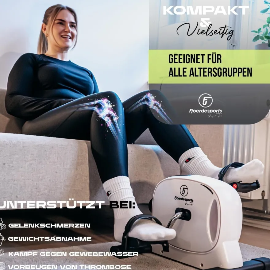 Fjordesports Pedaltrainer, Arm- & Beintrainer für zu Hause, leiser Mini-Heimtrainer