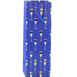 Flaschen-Geschenktüte Gläser-Motiv 36 x 12 x 10 cm