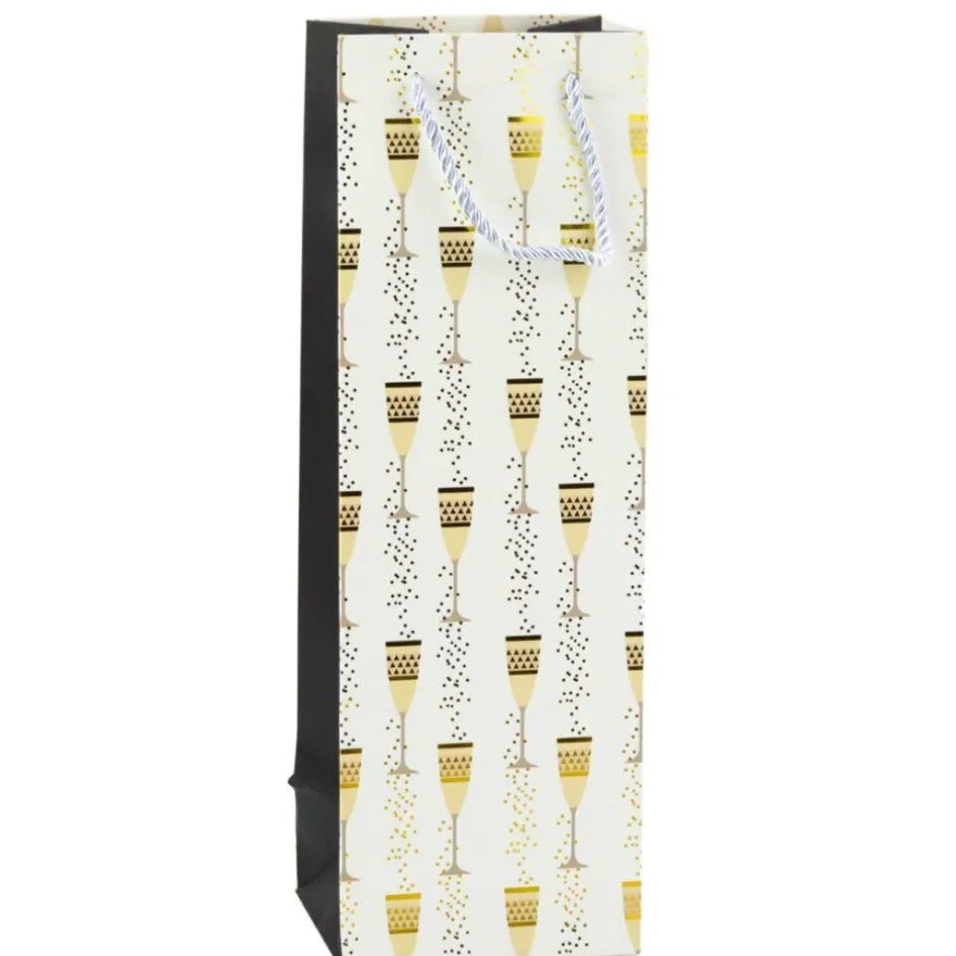 Flaschen-Geschenktüte Gläser-Motiv 36 x 12 x 10 cm