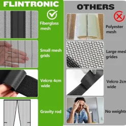 Flintronic Fliegengitter Tür Magnet 100x240cm - Insektenschutz Vorhang für