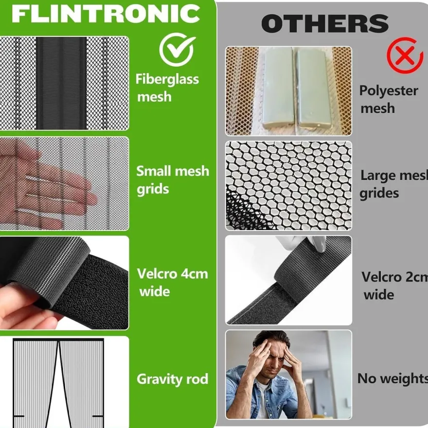 Flintronic Fliegengitter Tür Magnet 100x240cm - Insektenschutz Vorhang für