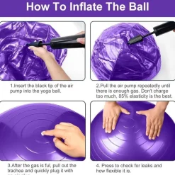 flintronic Gymnastikball 55cm Violett mit Fußpumpe - Anti-Burst, Yoga, Pilates