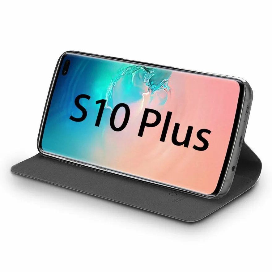 Flip Case Samsung S10 Plus Magnet Cover Aufstellbar Ständer Hülle Schale Folie