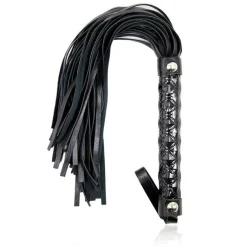 Flogger Diamond Pattern mit Metallbeschlägen 39 cm Schwarz