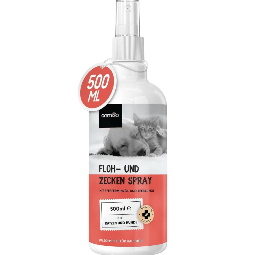 Floh & Zeckenschutz für Hunde & Katzen - 500ml Zeckenschutz mit Pfefferminz & Rizinus