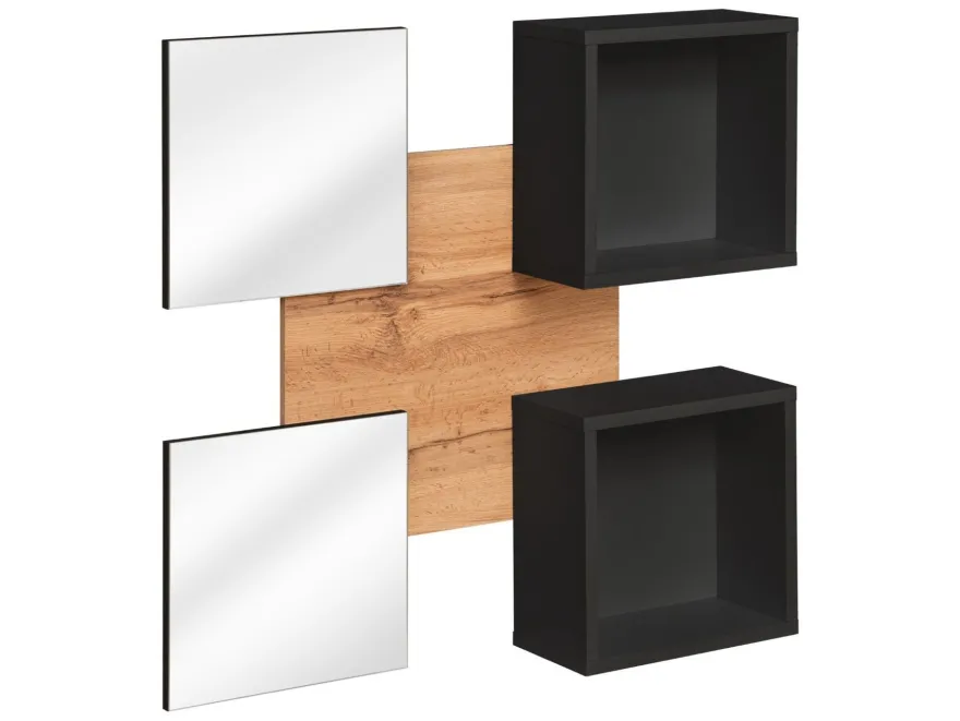 Flurgarderobe Garderoben Set Wandpaneel EASY IV WTZ mit Spiegel PVC Front Push Click