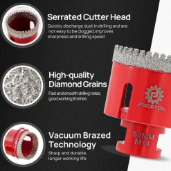 Focstol Diamant Fliesenbohrer 50mm M14 - Lochsäge für harte Fliesen & Stein