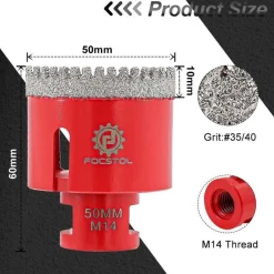 Focstol Diamant Fliesenbohrer 50mm M14 - Lochsäge für harte Fliesen & Stein