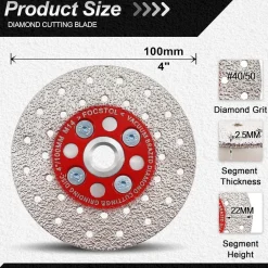 Focstol Diamant Trennscheibe 100mm Vakuumgelötet für Granit, Marmor, Fliesen
