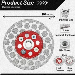 Focstol Diamant Trennscheibe 100mm - Für Porzellan, Keramik, Marmor, Granit