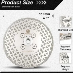 Focstol Diamant Trennscheibe 115mm M14 - Ideal für Granit, Marmor, Fliesen