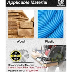 Focstol Kreissägeblatt 140mm x 20mm, 24 Zähne für Holz und weiche Materialien