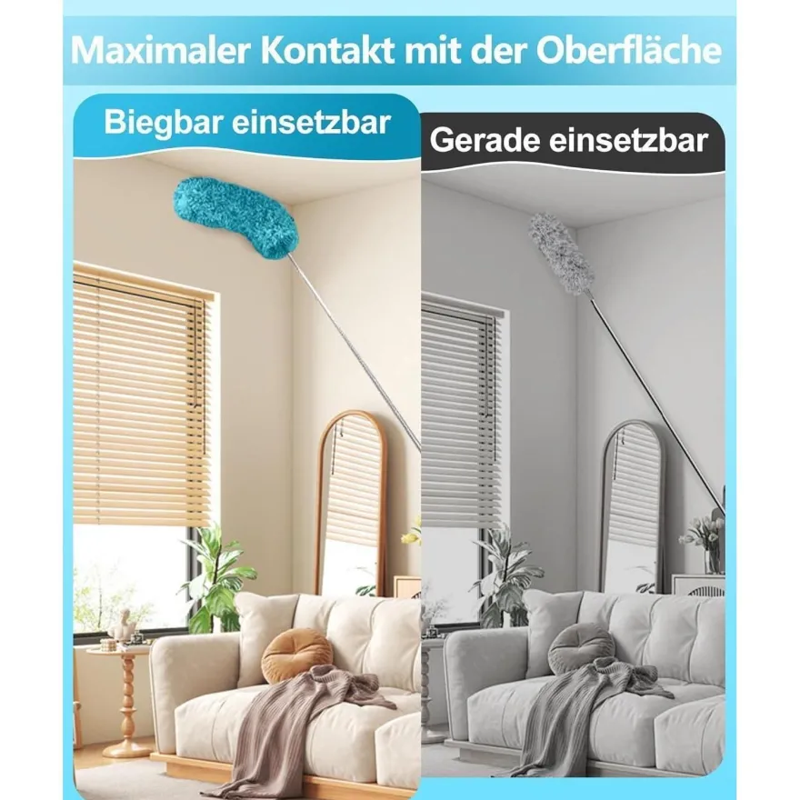 Fogray Staubwedel Teleskop Waschbar, Lang Ausziehbar mit Silikon Cap, für Hohe