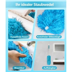 Fogray Staubwedel Teleskop Waschbar, Lang Ausziehbar mit Silikon Cap, für Hohe