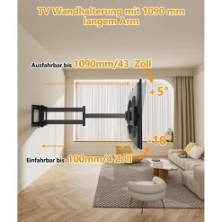 Forging MOUNT TV Wandhalterung mit langem 1090mm Schwenkarm für 37-80 Zoll TVs