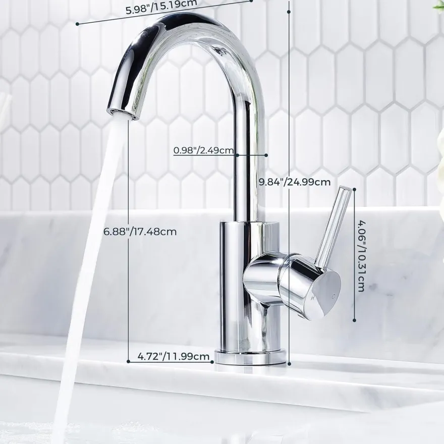Forious Hoch Bad Wasserhahn 360° Drehbar, Edelstahl Waschtischarmatur mit