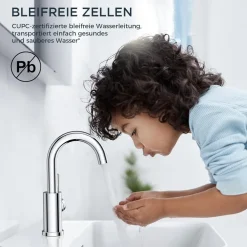 Forious Hoch Bad Wasserhahn 360° Drehbar, Edelstahl Waschtischarmatur mit