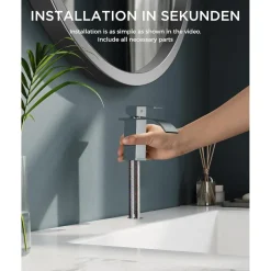 Forious Wasserhahn Bad, Wasserfall Waschtischarmatur Einhandmischer, Chrom