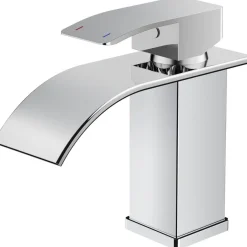 Forious Wasserhahn Bad, Wasserfall Waschtischarmatur Einhandmischer, Chrom