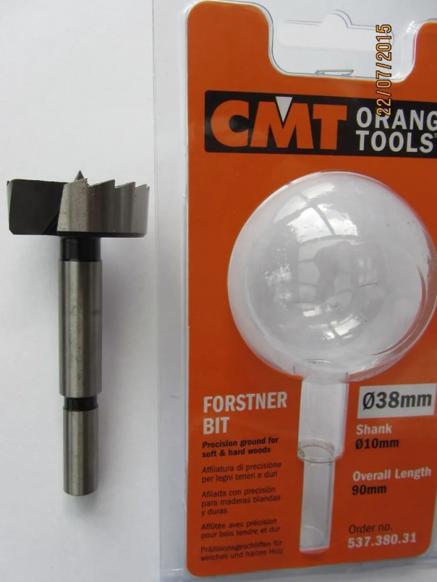 Forstnerbohrer/ Zylinderkopfbohrer SP-Stahl D=38 mm L=90 mm Schaft 10 mm CMT