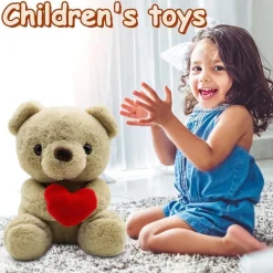 Fouvin Teddybär Plüschbär mit Herz, 23 cm, Kuscheltier für Kinder und als