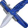 FoxOutdoor Einhandmesser Taschenmesser geschlitzter Griff blau Gürtelclip